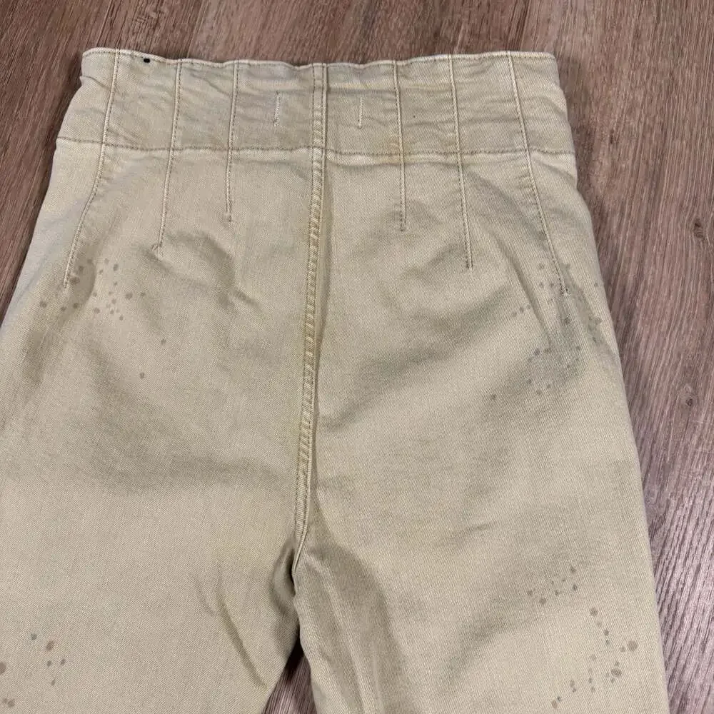 Free People We The Free High Rise Flare Jeans Olive Mineral Wash Size 28